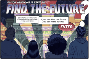 Gamificación. Página de inicio de "Find the Future", de la Biblioteca Pública de Nueva York